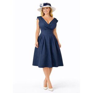 emilyandfin Navy Blue XXS Florence Fit and Flare Dress NEW